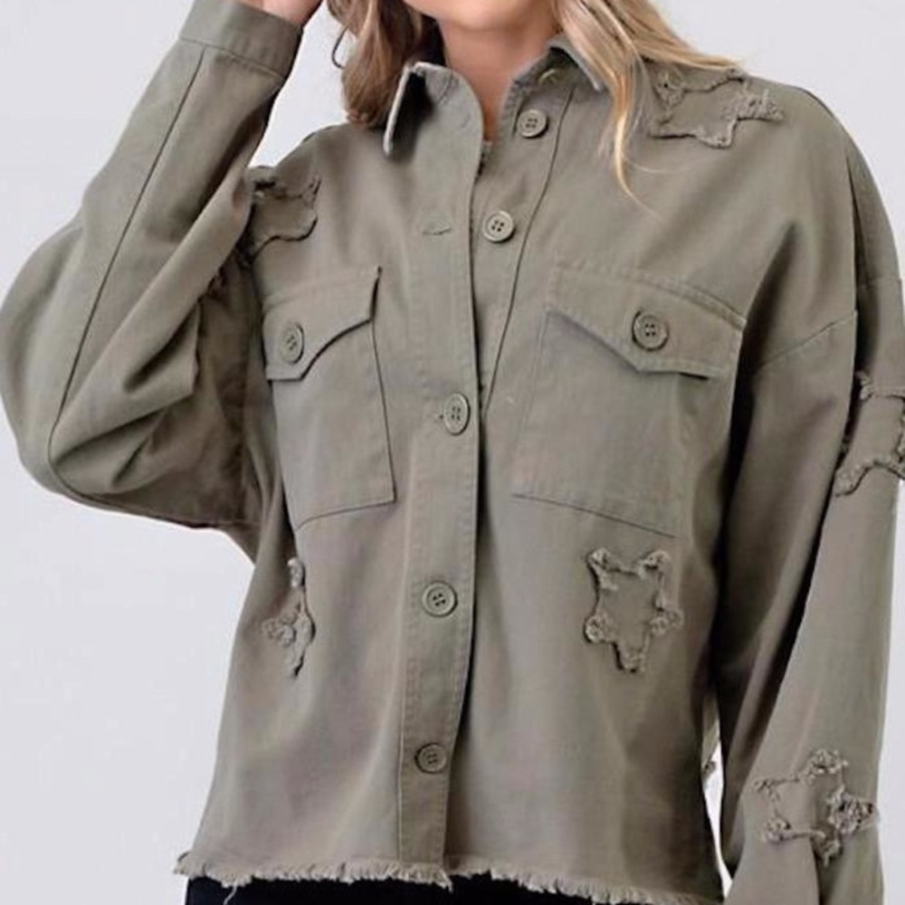 NWT size large green jacket with stars